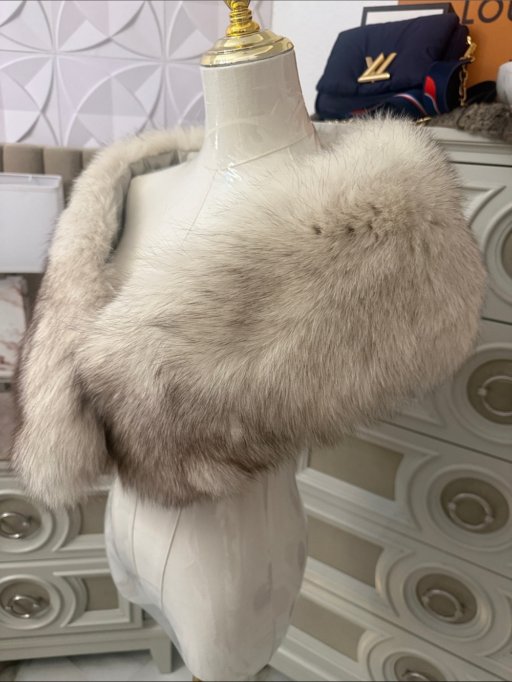 Saga fox fur shawl